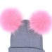 Mom& Kids Baby Girl Winter Beanie Cap with Knitted Double Fur Bobble Pom Hat Cap  eb-26996971